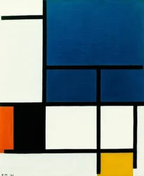 Composition with Large Blue Area, Red, Black, Yellow and